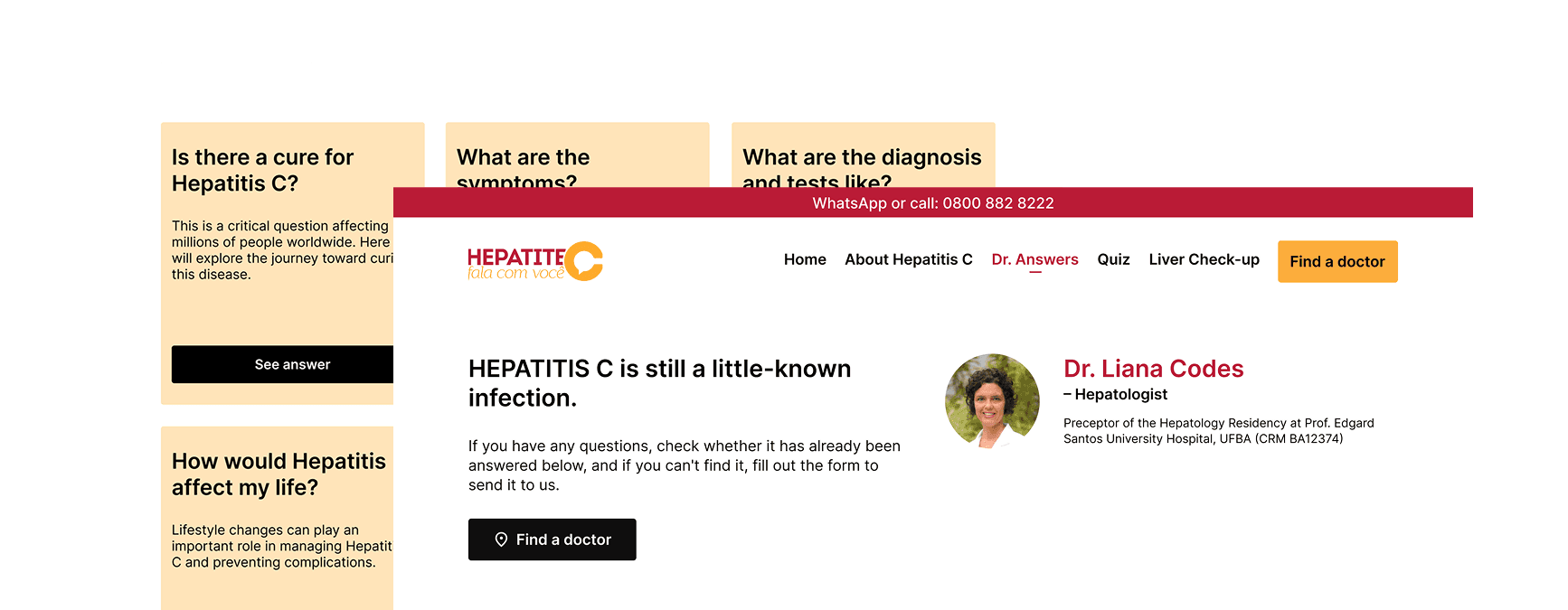 Public health awareness landing page interface
